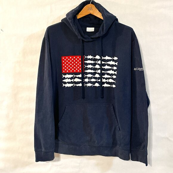 Columbia Other - Columbia USA Fishing Fish Fisherman Blue Long Sleeve Sweater Hoodie XL